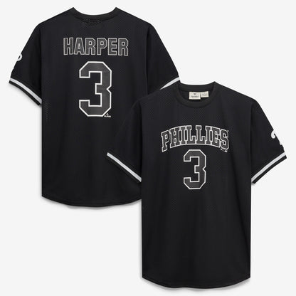 Men's Philadelphia Phillies Bryce Harper Fanatics Black/White Big & Tall Heavyweight Mesh Jersey