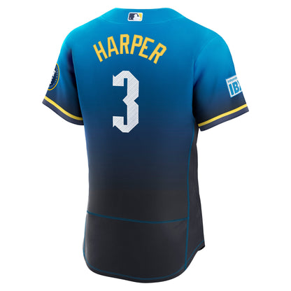 Men's Philadelphia Phillies Bryce Harper Nike Blue City Connect Authentic Sponsor Patch Jersey