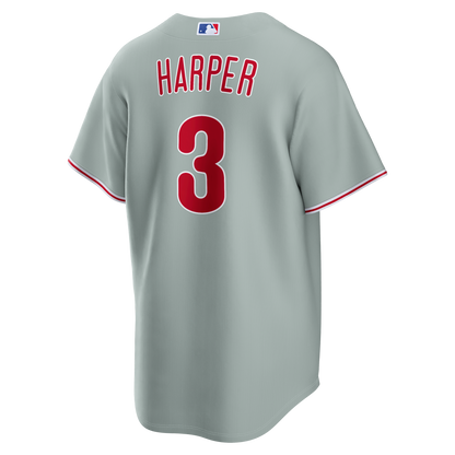 Men's Philadelphia Phillies Bryce Harper Nike Gray Road Replica Jersey