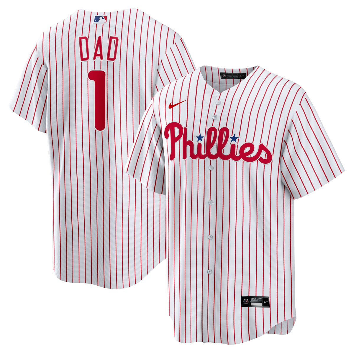 Men's Philadelphia Phillies Nike White #1 Dad Home Replica Jersey