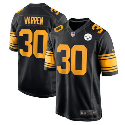 Men's Pittsburgh Steelers Jaylen Warren Nike Black Alternate Game Jersey