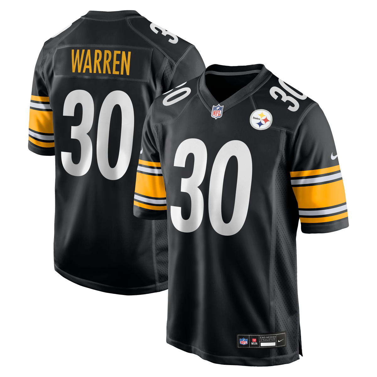 Men's Pittsburgh Steelers Jaylen Warren Nike Black Game Player Jersey