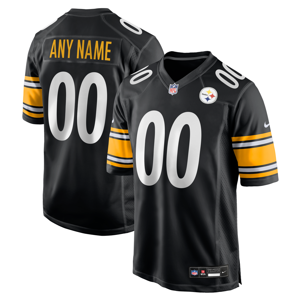 Men's Pittsburgh Steelers Nike Black Custom Game Jersey
