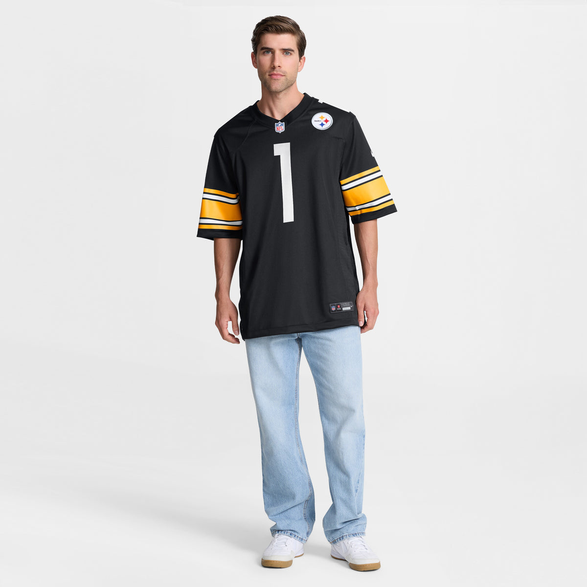 Men's Pittsburgh Steelers Number 1 Groom Nike Black Game Jersey