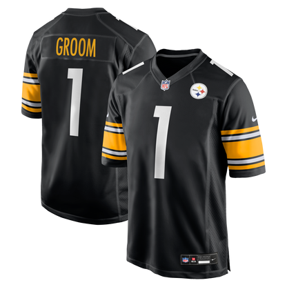 Men's Pittsburgh Steelers Number 1 Groom Nike Black Game Jersey