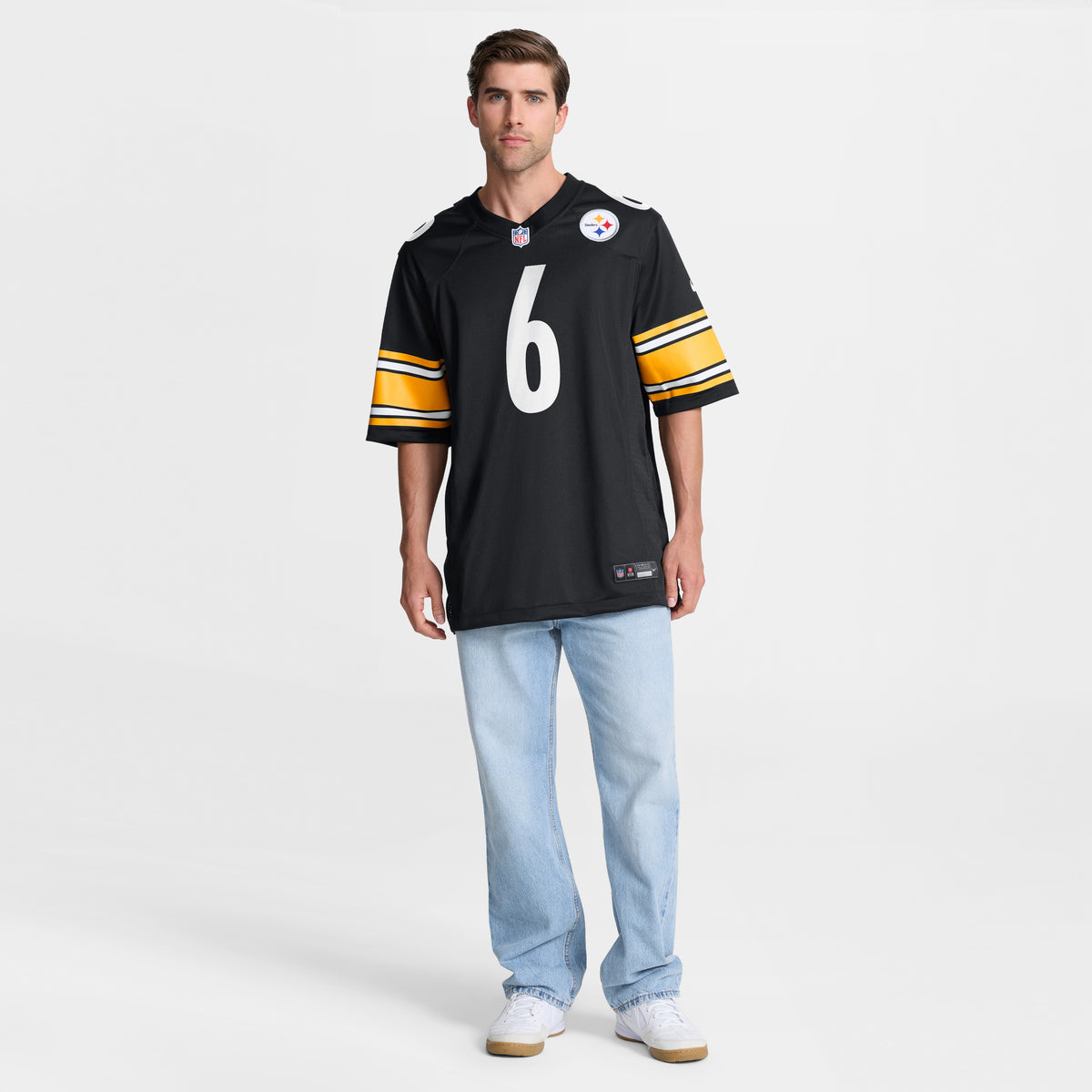 Men's Pittsburgh Steelers Patrick Queen Nike Black Game Player Jersey