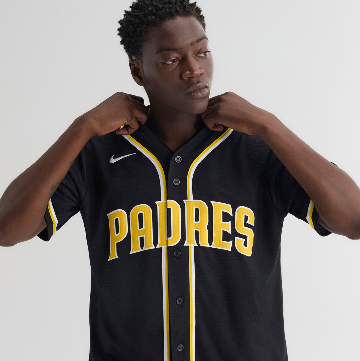 Men's San Diego Padres Jackson Merrill Nike Fashion Replica Black Out Jersey