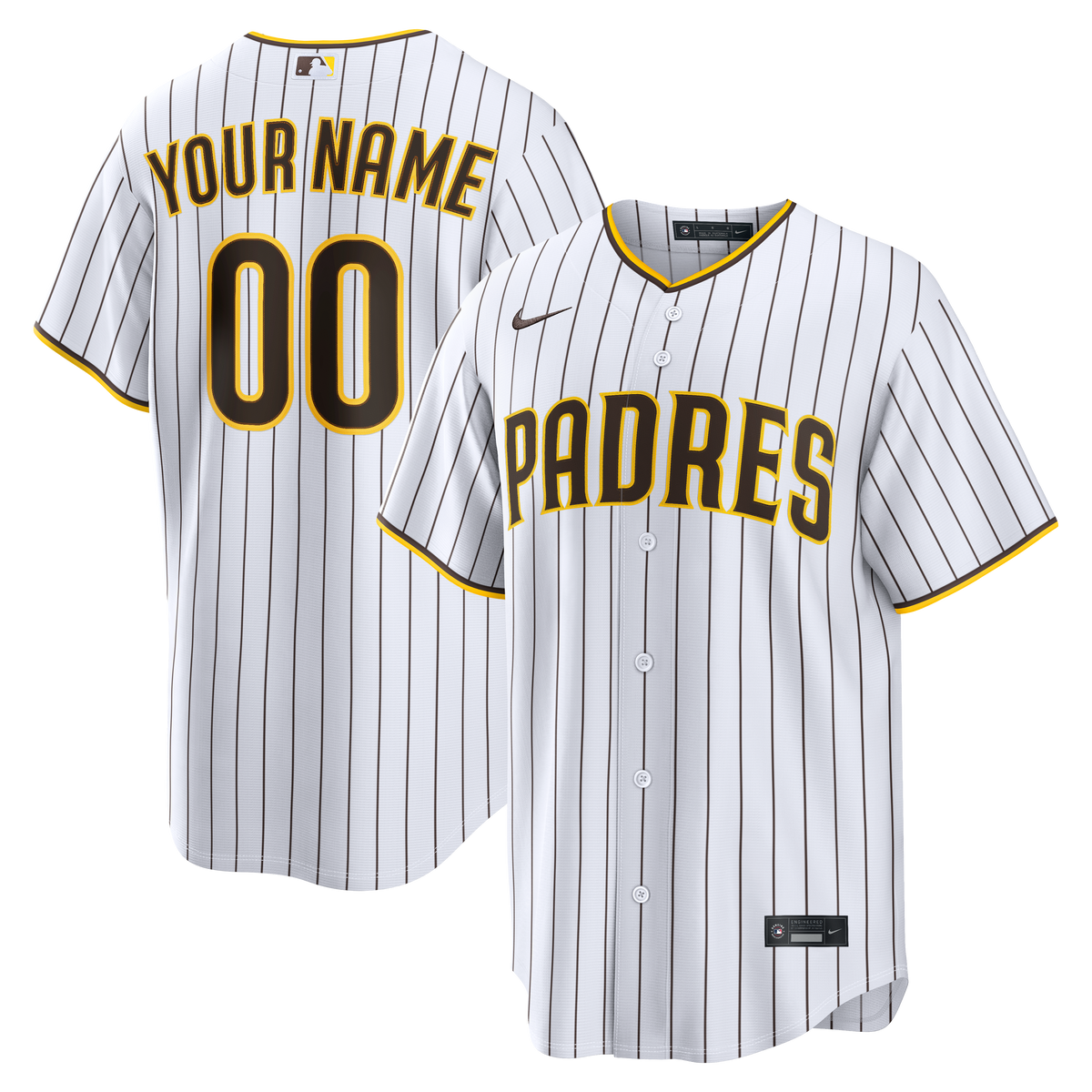 Men's San Diego Padres Nike White Home Replica Custom Jersey