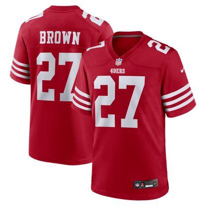 Men's San Francisco 49ers Ji&'Ayir Brown Nike Scarlet Team Game Jersey