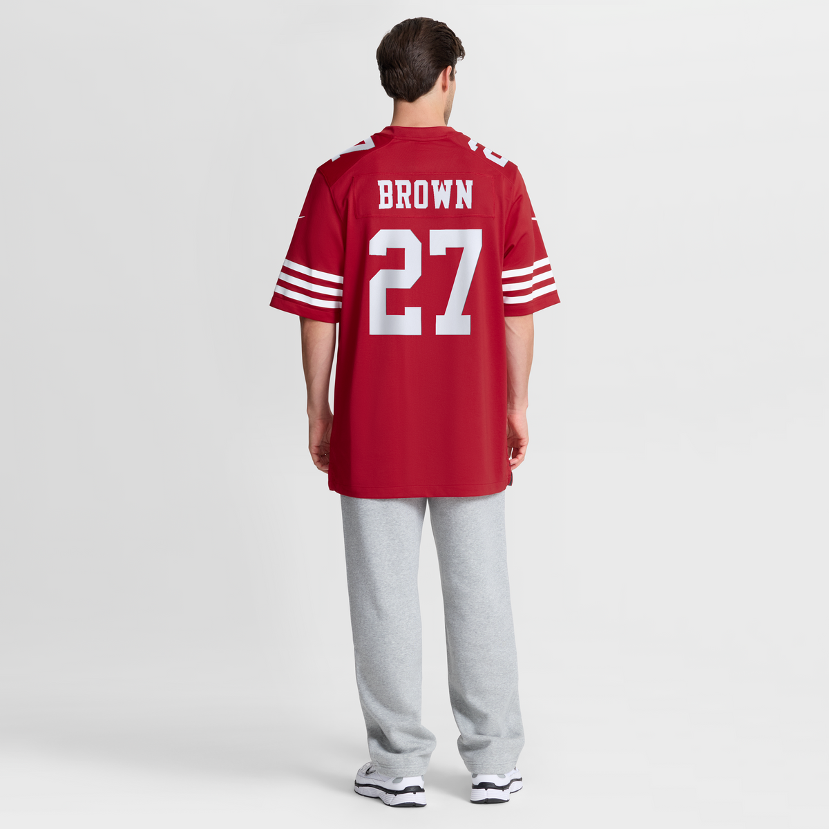 Men's San Francisco 49ers Ji&'Ayir Brown Nike Scarlet Team Game Jersey