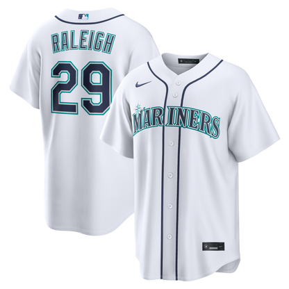 Men's Seattle Mariners Cal Raleigh Nike White Home Replica Jersey