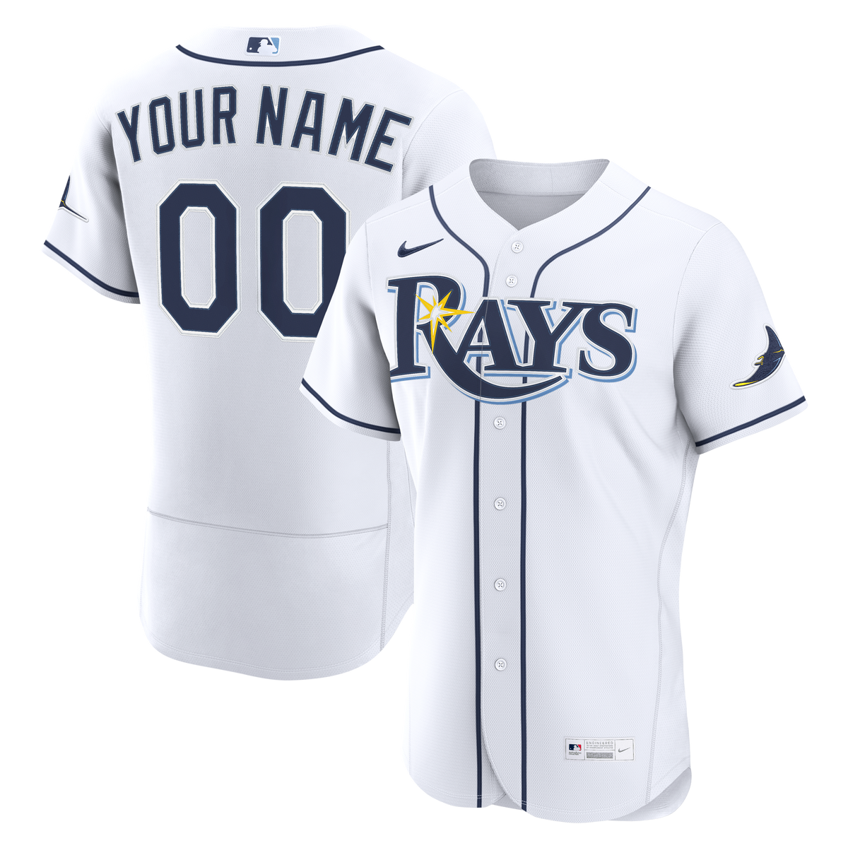 Men's Tampa Bay Rays Nike White Home Authentic Custom Jersey