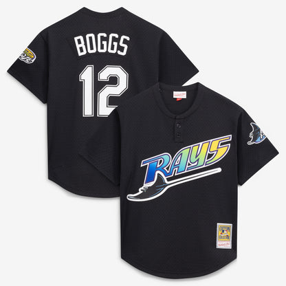 Men's Tampa Bay Rays Wade Boggs Mitchell & Ness Black Authentic Batting Practice Jersey