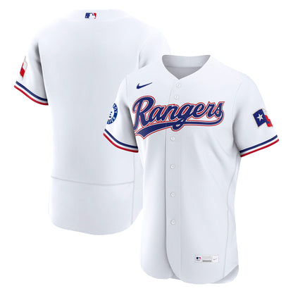 Men's Texas Rangers Nike White Home Sponsor Patch Authentic Jersey