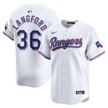 Men's Texas Rangers Wyatt Langford Nike White Home Limited Player Jersey