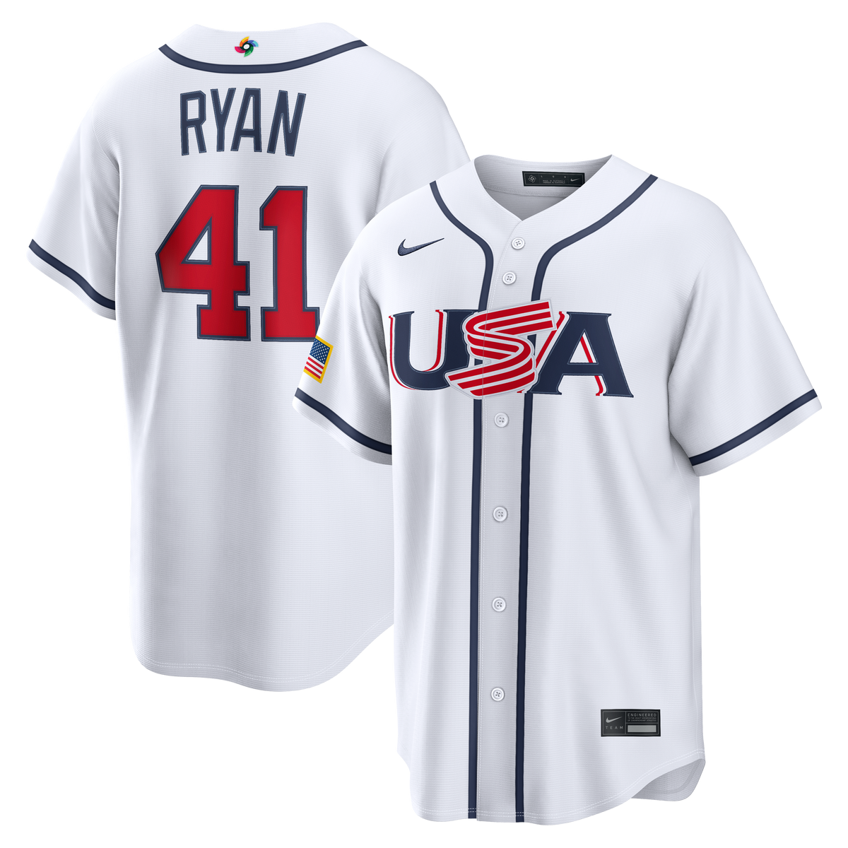 Men's USA Baseball Joe Ryan Nike White 2026 World Baseball Classic Home Stadium Jersey