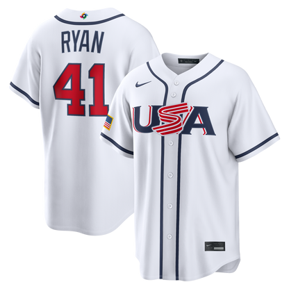 Men's USA Baseball Joe Ryan Nike White 2026 World Baseball Classic Home Stadium Jersey