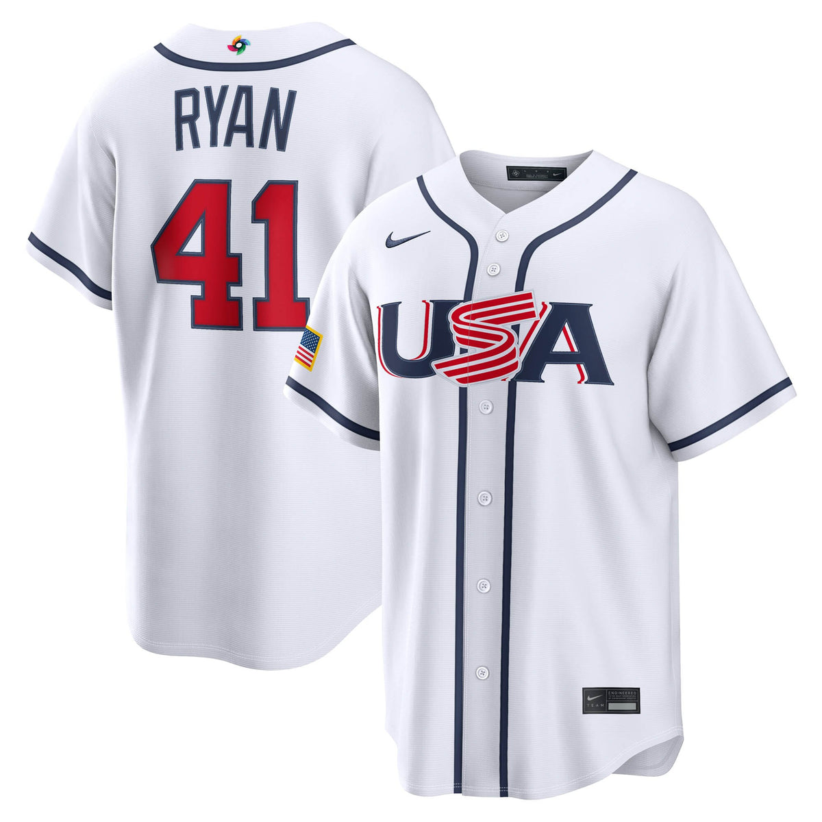 Men's USA Baseball Joe Ryan Nike White 2026 World Baseball Classic Home Stadium Jersey