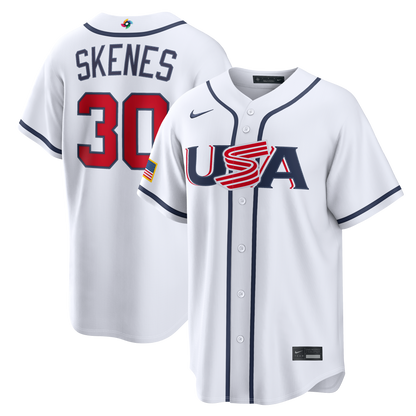 Men's USA Baseball Paul Skenes Nike White 2026 World Baseball Classic Home Stadium Jersey