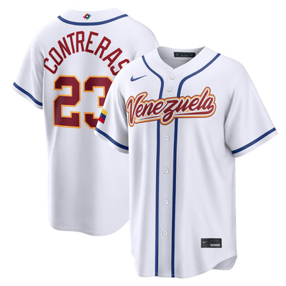 Men's Venezuela Baseball William Contreras Nike White 2026 World Baseball Classic Home Stadium Jersey