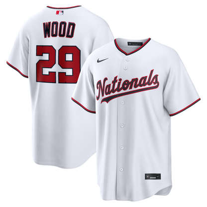 Men's Washington Nationals James Wood Nike White Home Replica Jersey