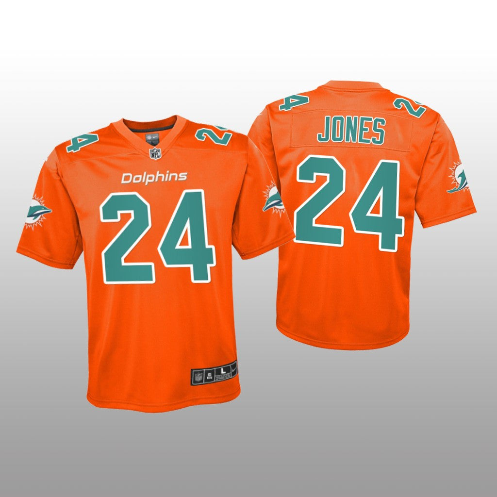 Miami Dolphins Byron Jones Orange Jersey Inverted Game Youth