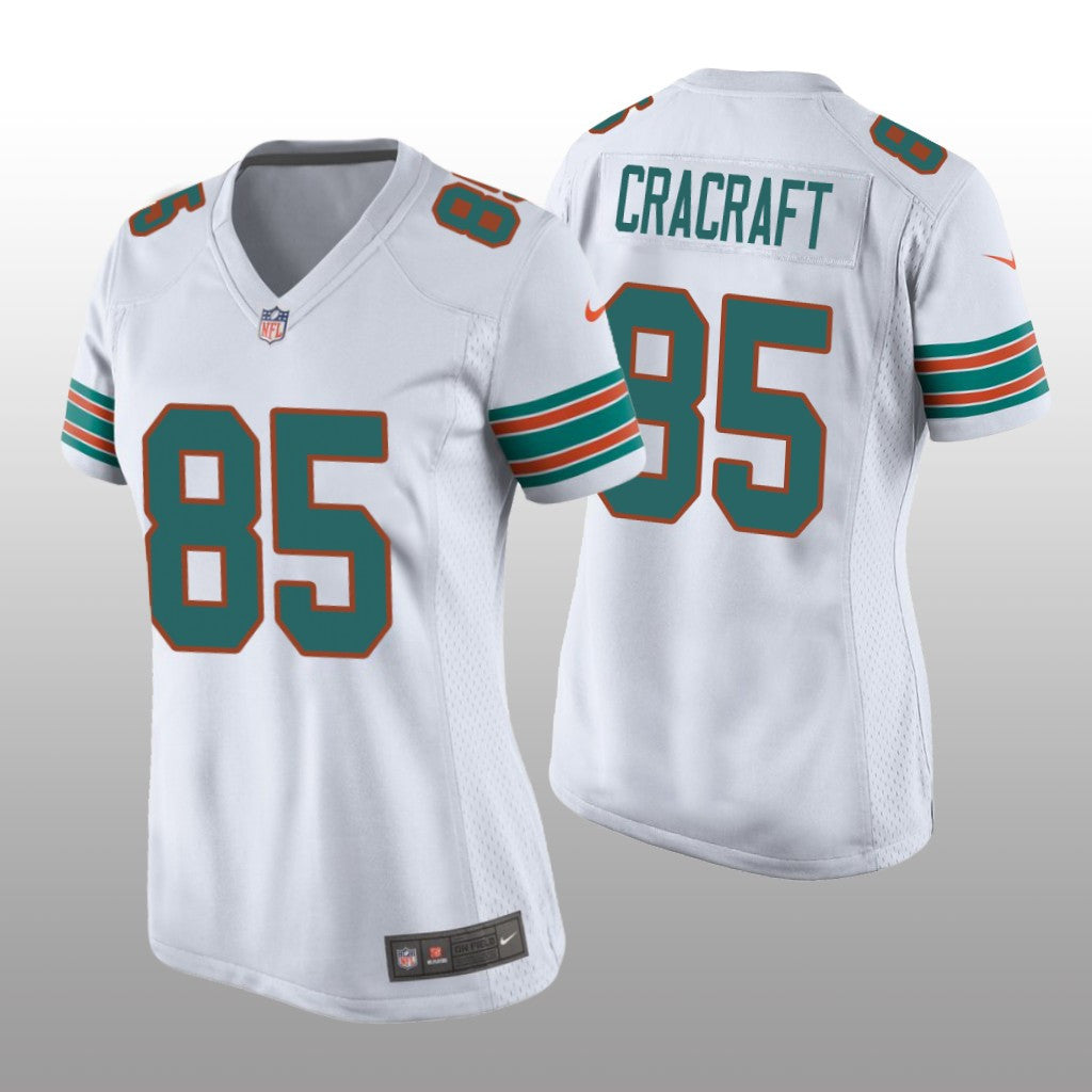 Miami Dolphins River Cracraft White Jersey Throwback Game Women's