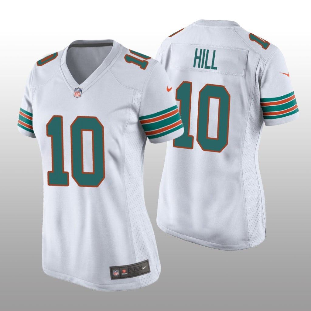 Miami Dolphins Tyreek Hill White Jersey Throwback Game Women's