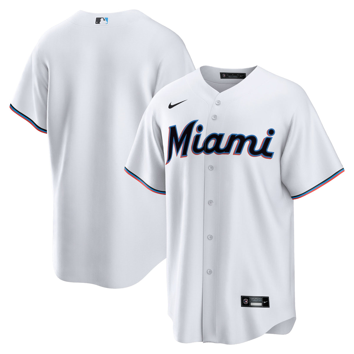 Miami Marlins Nike Home Blank Replica Jersey White