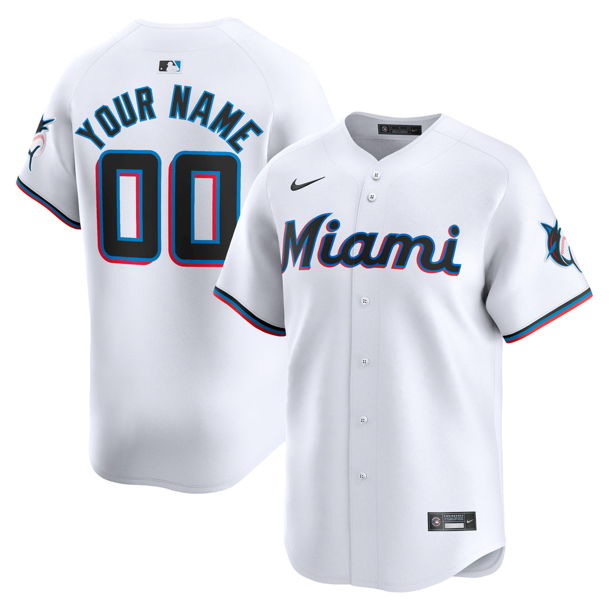 Miami Marlins Nike Youth Home Limited Custom Jersey White