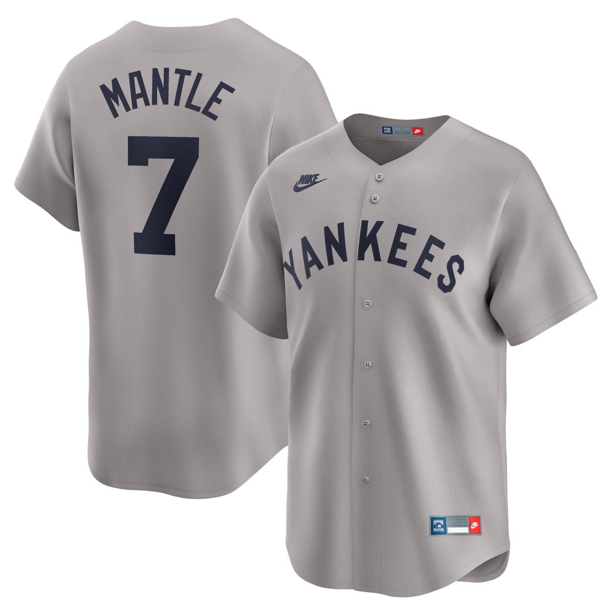 Mickey Mantle New York Yankees Nike Throwback Cooperstown Collection Limited Jersey Gray