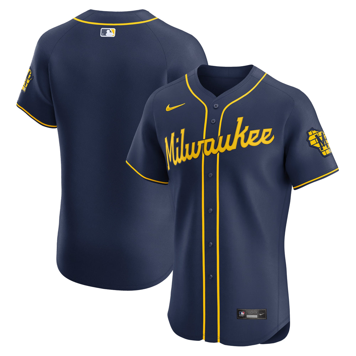 Milwaukee Brewers Nike Alternate Vapor Premier Elite Patch Jersey Navy