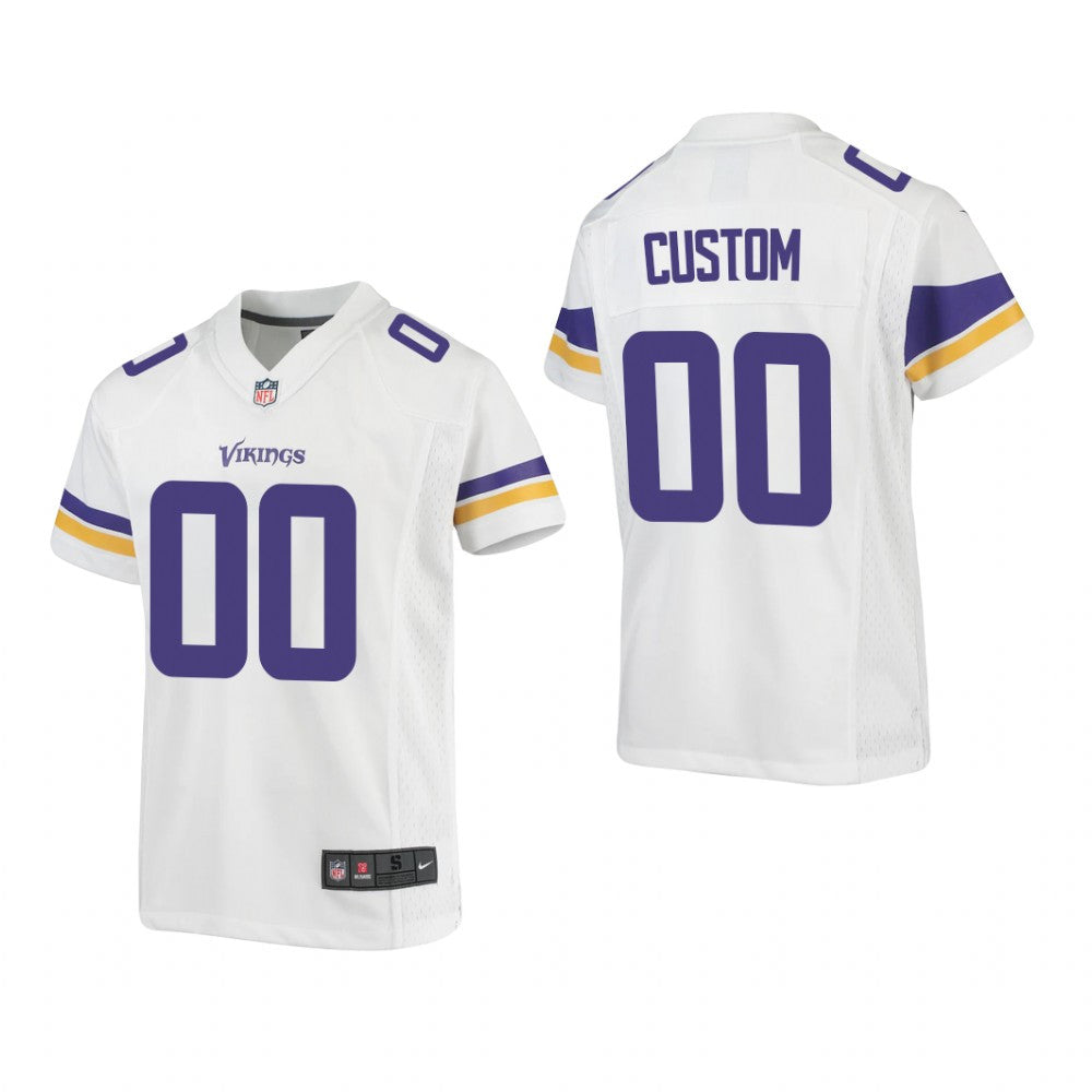 Minnesota Vikings Custom White Jersey Game Youth