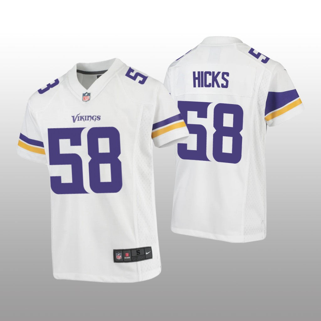Minnesota Vikings Jordan Hicks White Jersey Game Youth