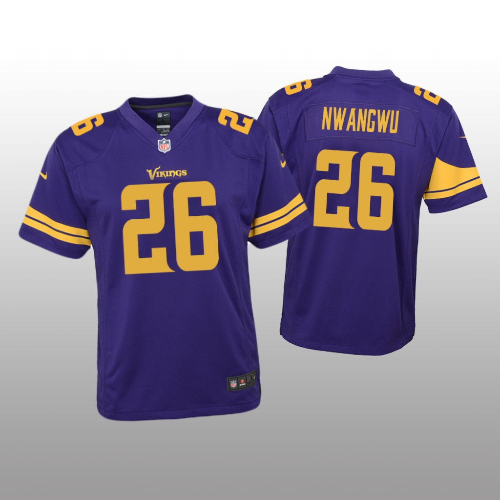 Minnesota Vikings Kene Nwangwu Purple Jersey Color Rush Game Youth