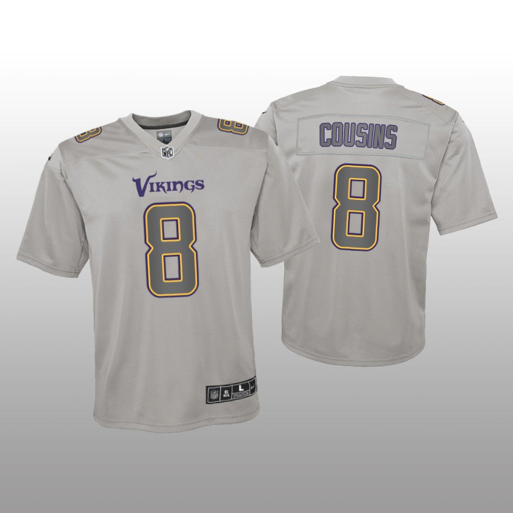 Minnesota Vikings Kirk Cousins Gray Jersey Atmosphere Fashion Game Youth