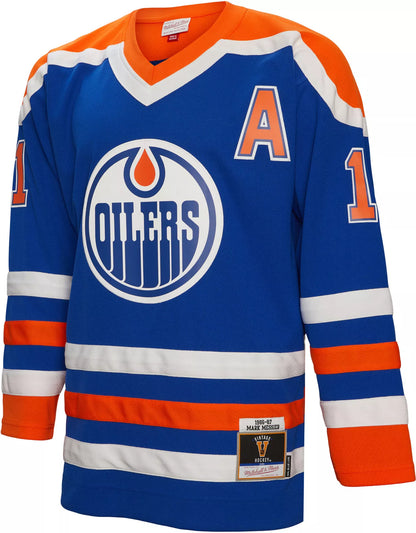Mitchell & Ness Adult Edmonton Oilers Mark Messier #11 &'86 Blue Line Jersey