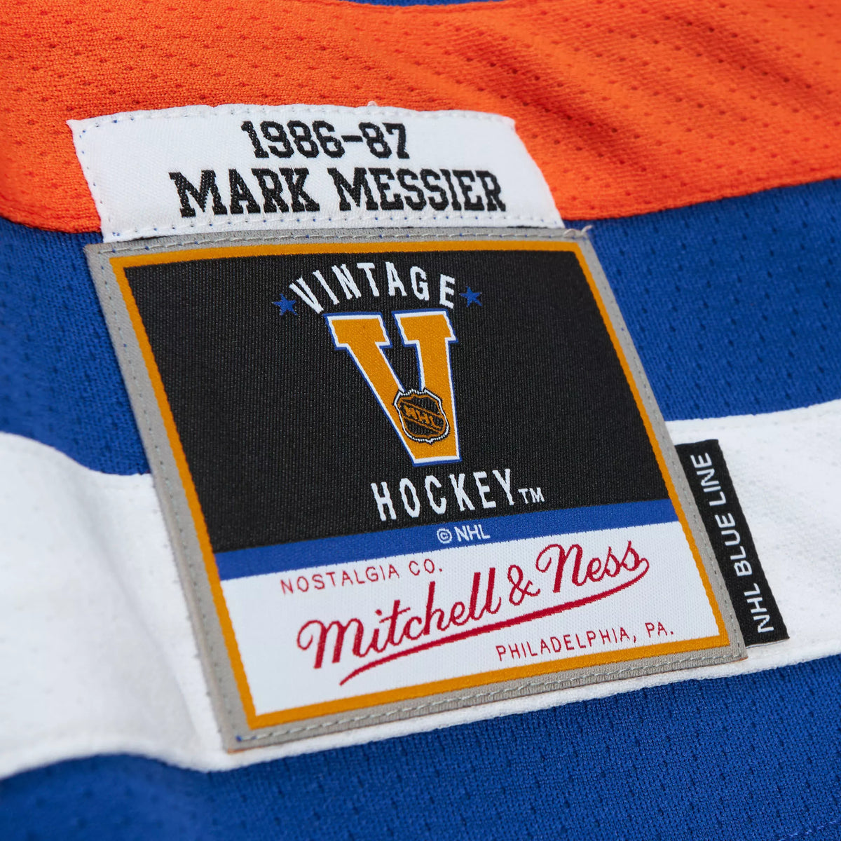 Mitchell & Ness Adult Edmonton Oilers Mark Messier #11 &'86 Blue Line Jersey