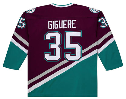 Mitchell & Ness Men's Anaheim Ducks Jean Sebastien Giguere #35 2002 Vintage Home Replica Jersey