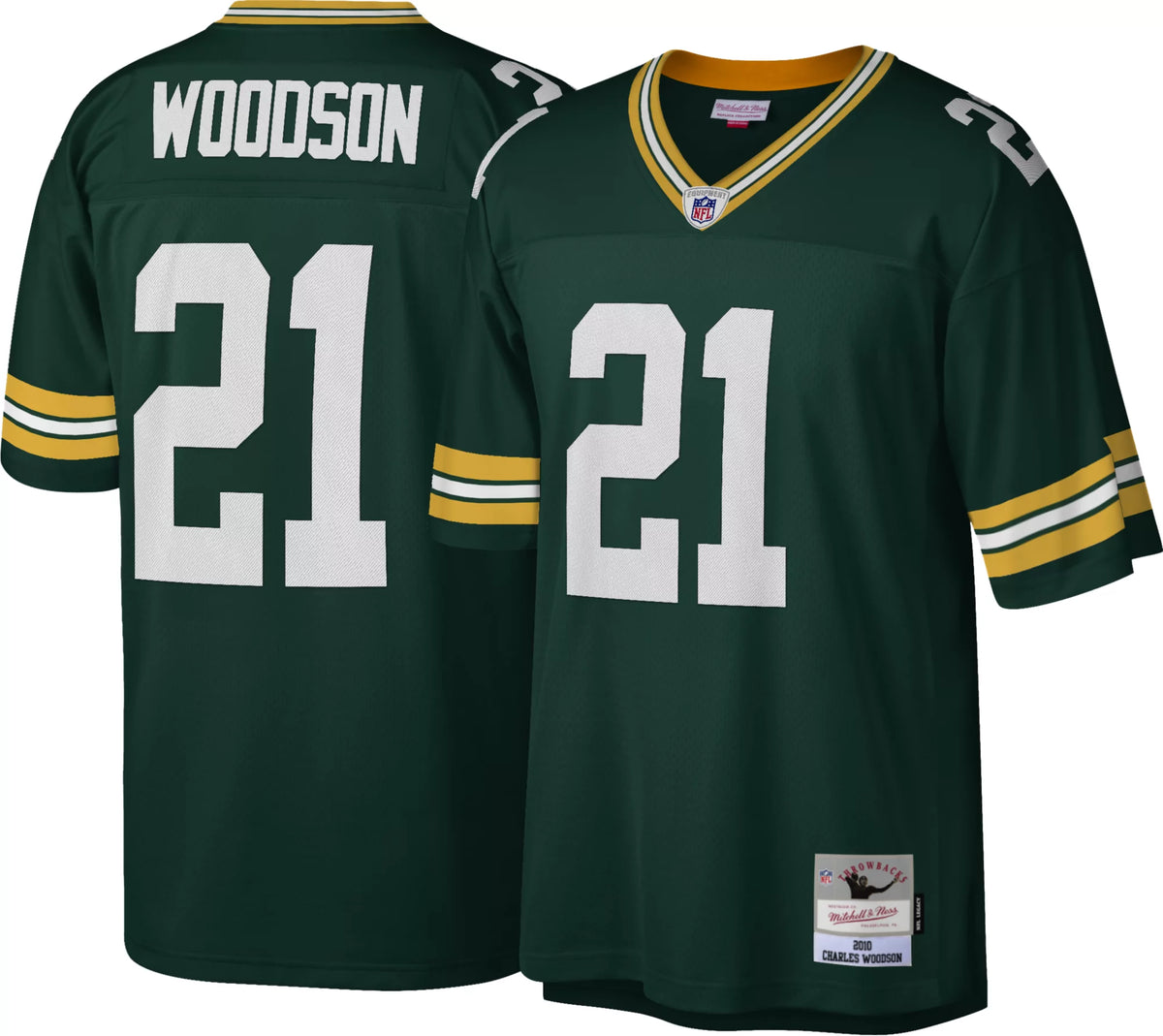 Mitchell & Ness Men's Green Bay Packers Charles Woodson #21 Green 2010 Throwback Jersey