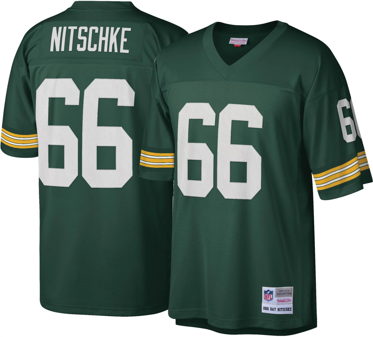 Mitchell & Ness Men's Green Bay Packers Ray Nitschke #66 Green 1966 Throwback Jersey