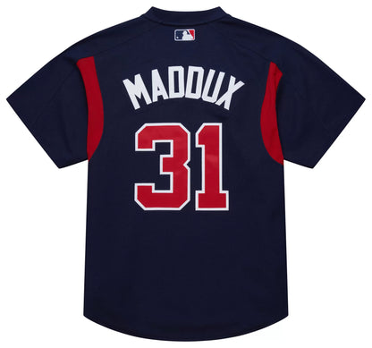 Mitchell & Ness Men's Greg Maddux #31 Atlanta Braves Navy Mesh Button Up Jersey