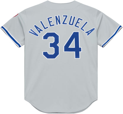 Mitchell & Ness Men's Los Angeles Dodgers Grey Fernando Valenzuela #34 Cooperstown Authentic Jersey