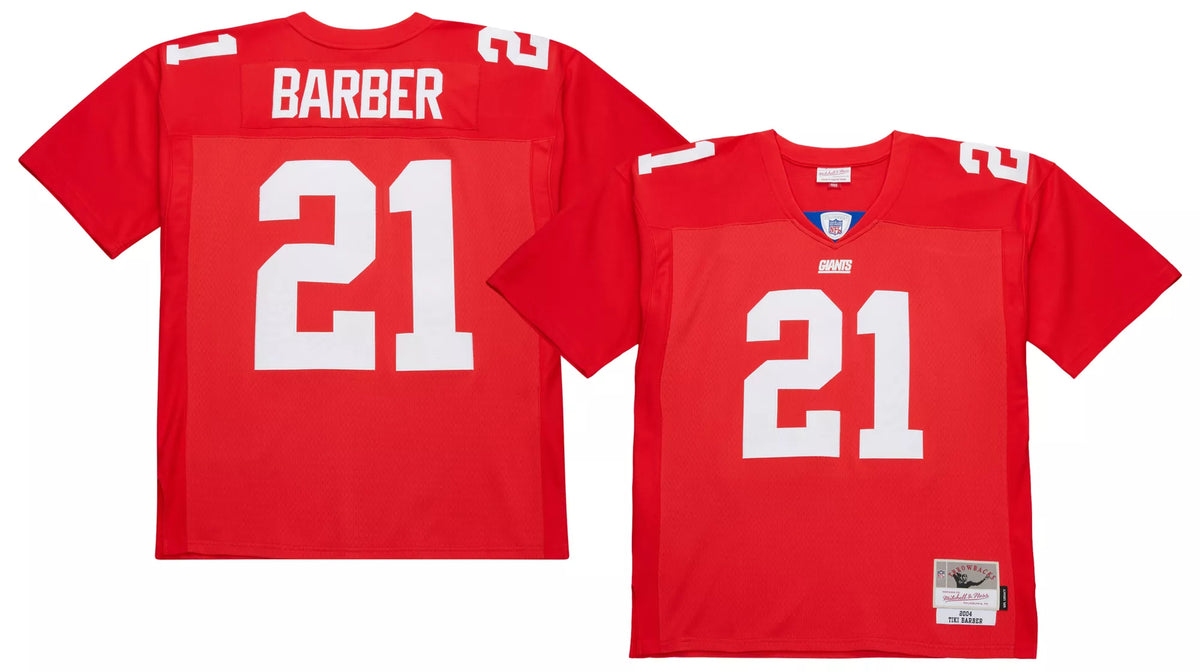 Mitchell & Ness Men's New York Giants Tiki Barber #21 Red 2004 Replica Football Jersey