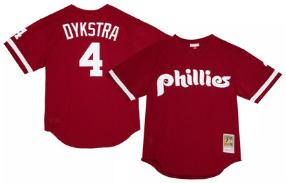 Mitchell & Ness Men's Philadelphia Phillies Lenny Dykstra #4 Red Mesh Alternate Jersey