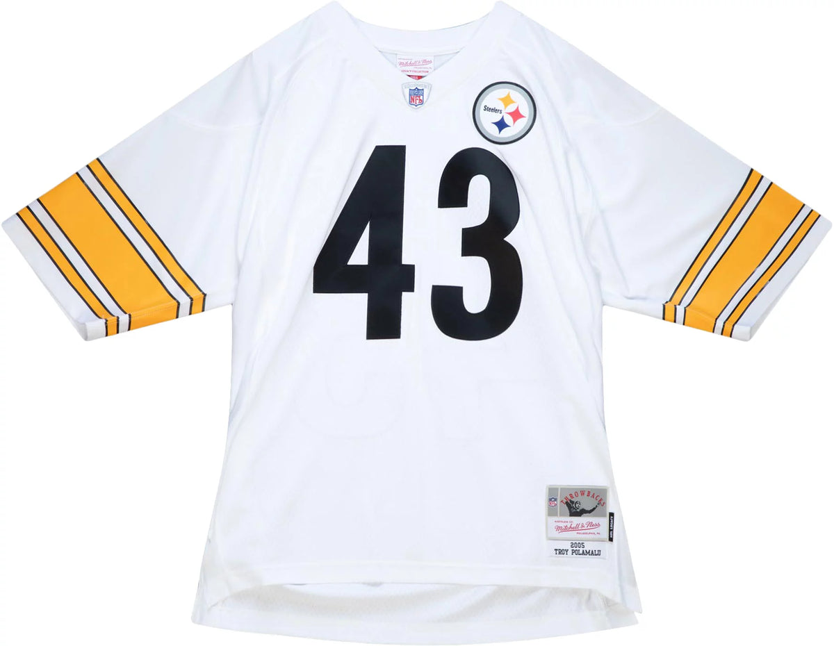 Mitchell & Ness Men's Pittsburgh Steelers Troy Polamalu #43 2005 White Throwback Jersey
