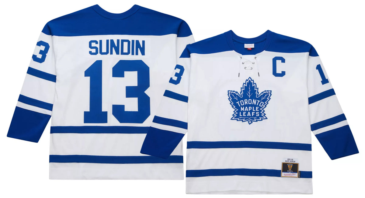 Mitchell & Ness Men's Toronto Maple Leafs Mats Sundin #13 2001 White Power Play Vintage Replica Jersey