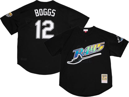 Mitchell & Ness Men's Wade Boggs #12 Black Cooperstown Alternate Mesh Batting Practice Jersey
