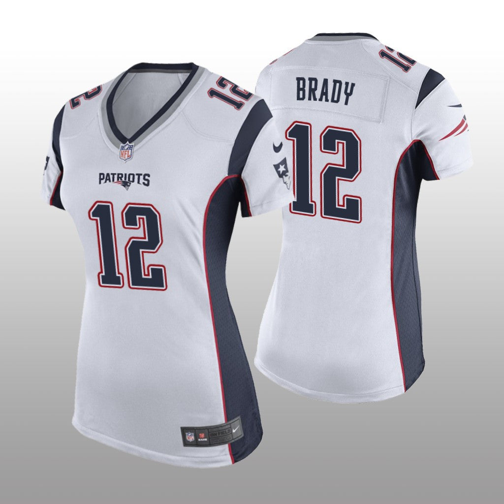 New England Patriots #12 White Tom Brady Game Jersey Women's