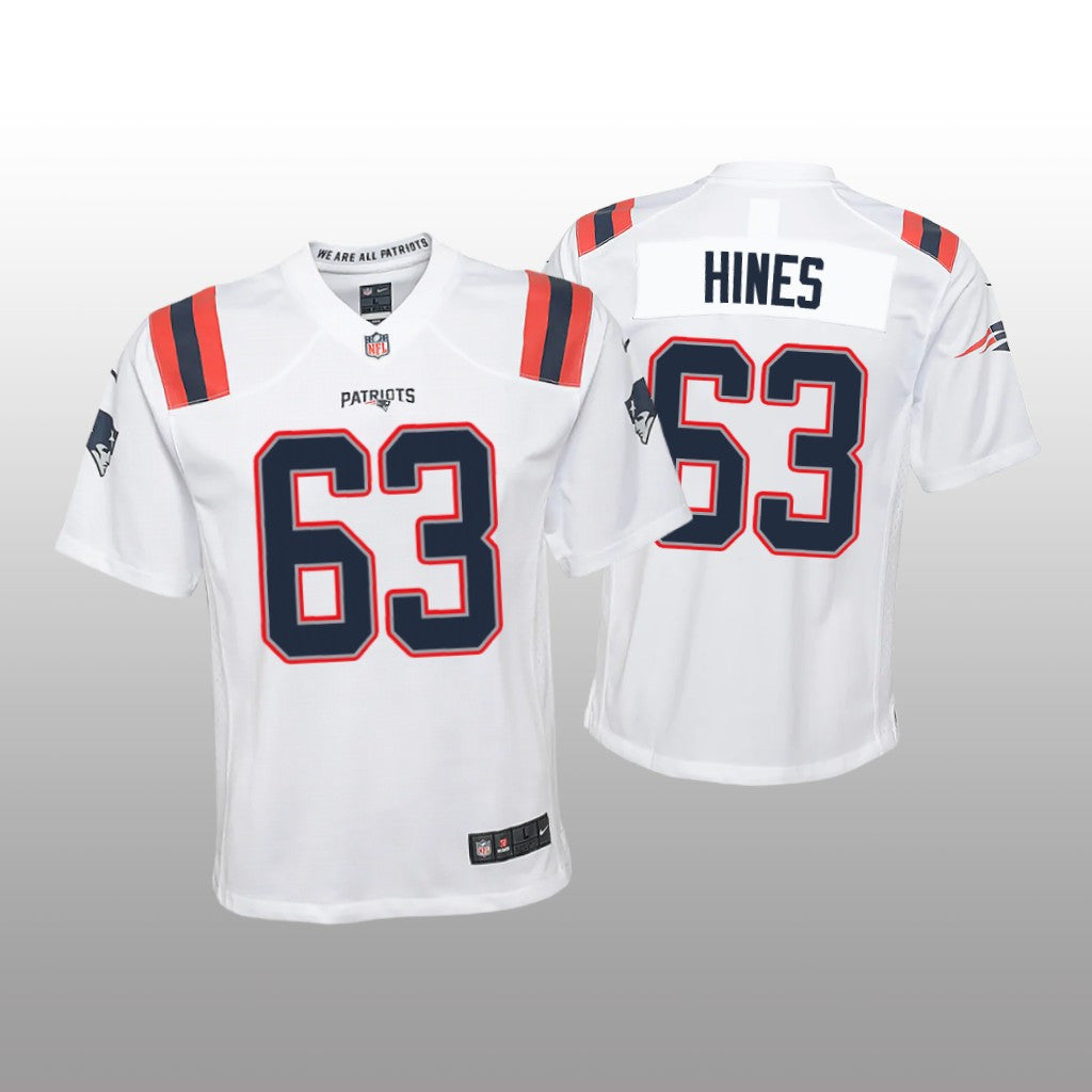 New England Patriots Chasen Hines White Jersey Game Youth